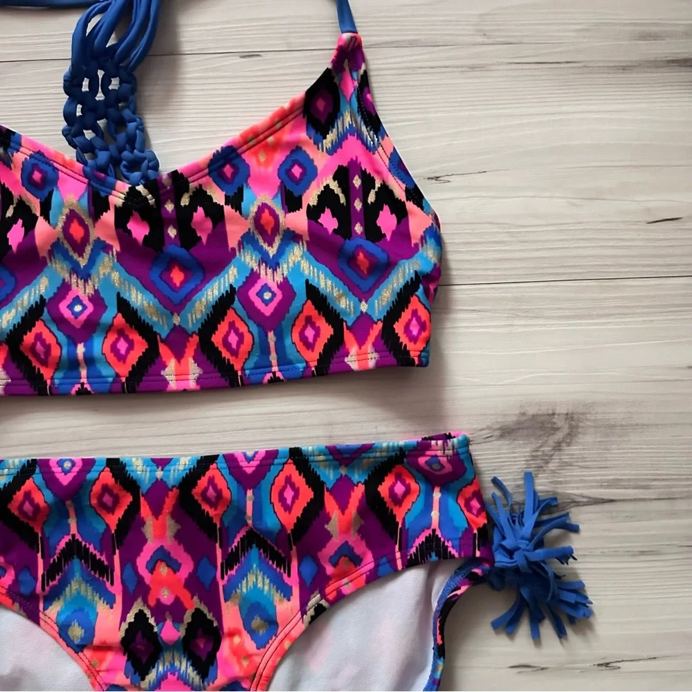 Art Class Boho Colorful Patterned Kids Bikini